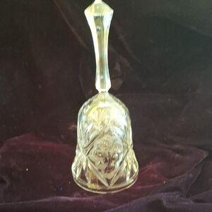White Glass Art Bell with Intricate Etched Designs